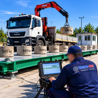 Provera i baždarenje kamionske vage etalonskim tegovima od 500 kg